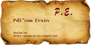 Pécse Ervin névjegykártya